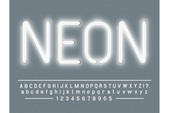 Bright Neon Light Alphabet and Number Set