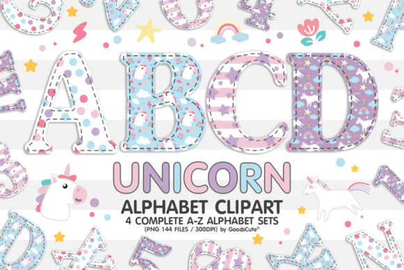 Unicorn-Themed Sublimation Alphabet Set