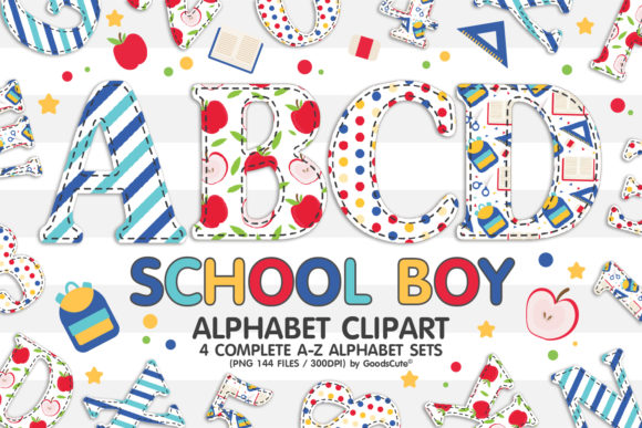 Colorful School Alphabet Sublimation Set