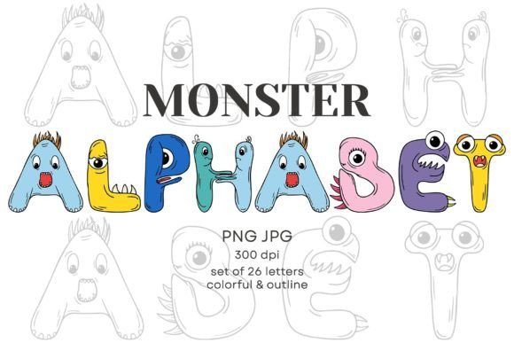 Colorful Monster Alphabet Clipart Set