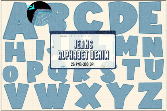 Sublimation Denim Alphabet PNG Set