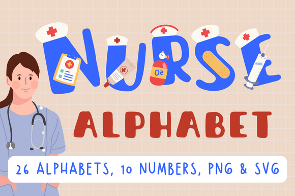Nurse Medical Alphabet Clipart Collection