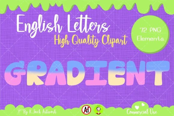 Gradient English Letters Clipart Collection
