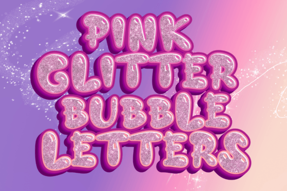 Pink Glitter Bubble Letter Graphics