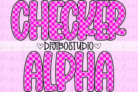 Neon Pink Checkered Digital Alphabet