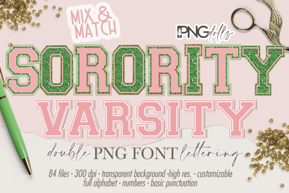 Pink & Green Glitter Alphabet Monogram Set