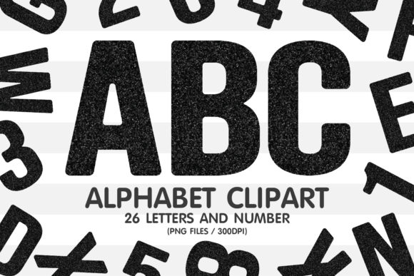Black Glitter Alphabet Clipart Set