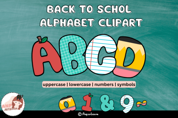 Vibrant School-Themed Alphabet Clipart