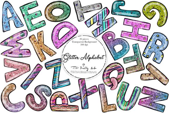 High-Resolution Glitter Doodle Alphabet Pack