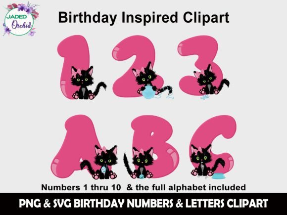 Adorable Kitten Number & Alphabet Clipart Set