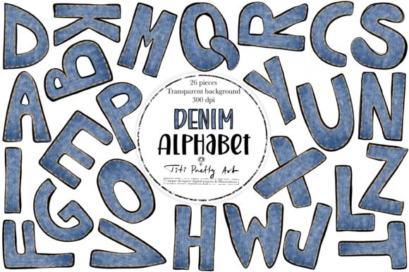 Denim Doodle Letters Clipart Set