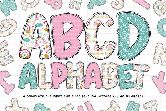 Colorful Doodle Alphabet Clipart Set