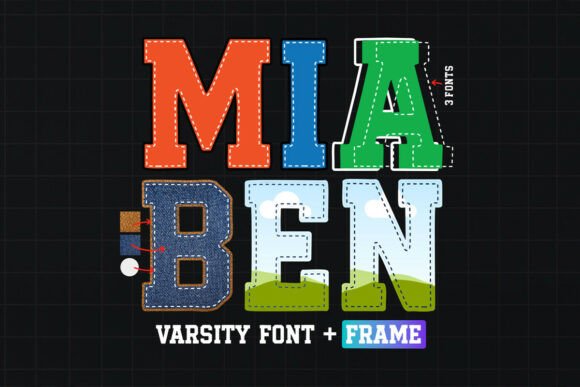 Mia Ben Stitched Varsity Alphabet Template