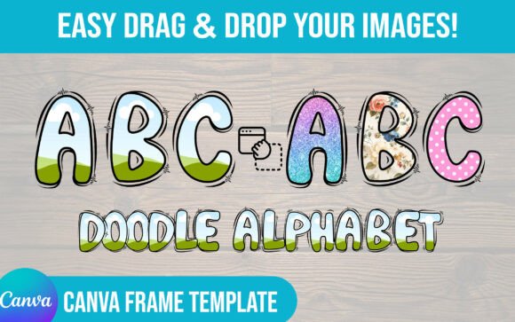 Valentine Canva Frame Doodle Alphabet Set