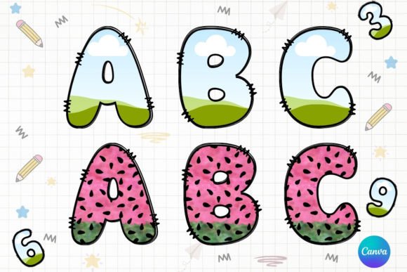 Whimsical Alphabet Doodle Frames