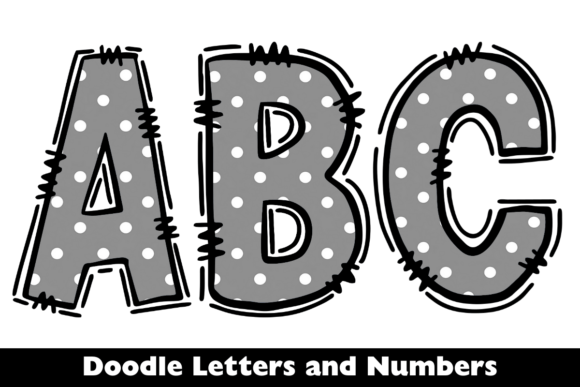 Grey and White Polka Dot Doodle Font Set