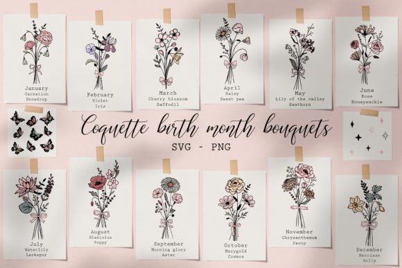 Wildflower Birth Flower Bouquet SVG Bundle