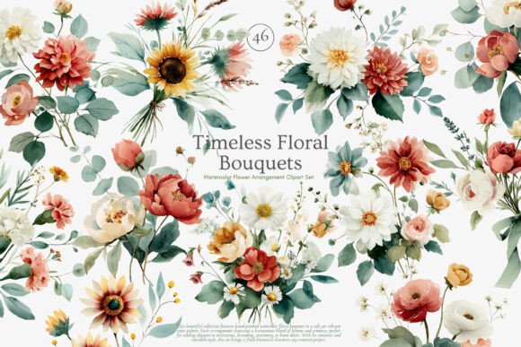 Watercolor Floral Clipart Set
