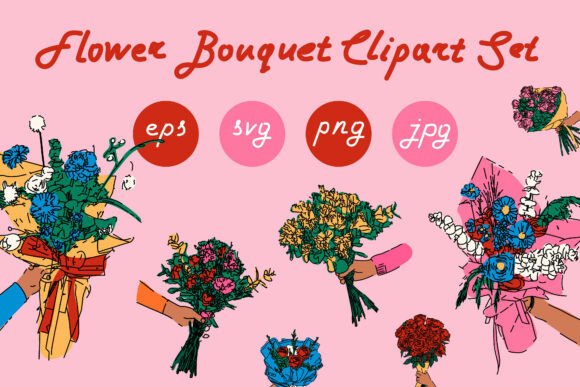 Vibrant Flower Bouquet Illustrations