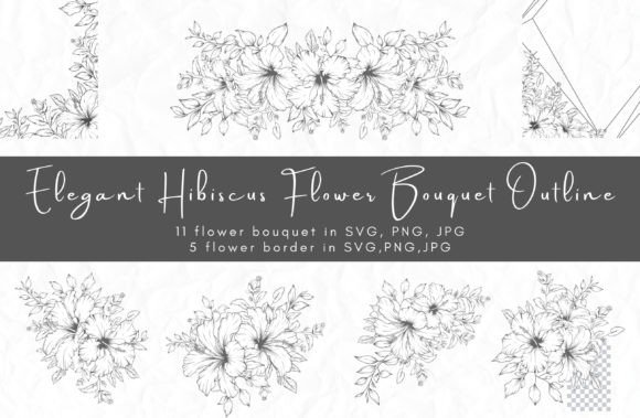 Hibiscus Floral Frame and Bouquet Collection