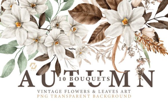Autumn Watercolor Flower Bouquet Clipart
