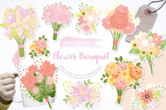 Elegant Graphic Flower Bouquet Set