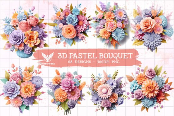 Pastel Flower Bouquet Digital Art File