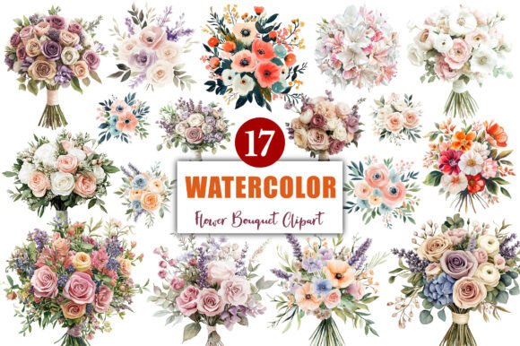 Elegant Wedding Flower Bouquet Clipart