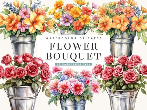 Hand-Painted Watercolor Floral Clipart Set
