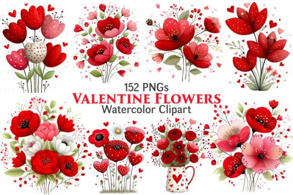 Valentine's Day Floral Clipart Set