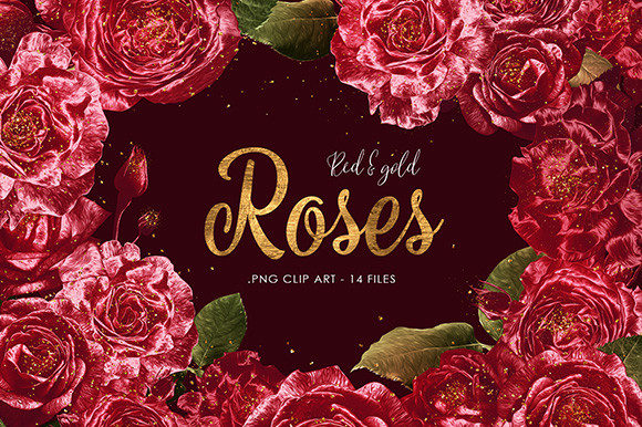 Glittering Red Rose PNG Collection