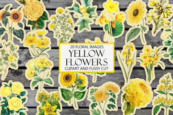 Vintage Yellow Floral Clipart Collection