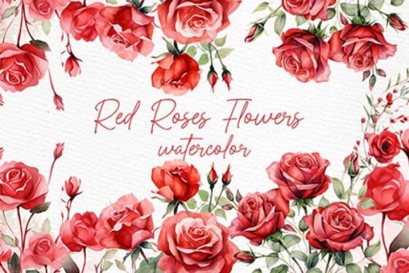 Elegant Watercolor Rose Clipart Set