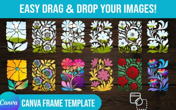 Abstract Flower Canva Frames