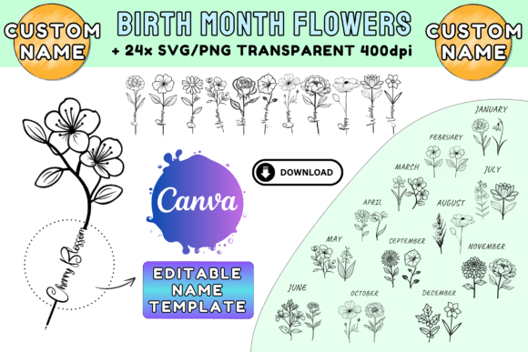 Birth Month Flower Design Bundle