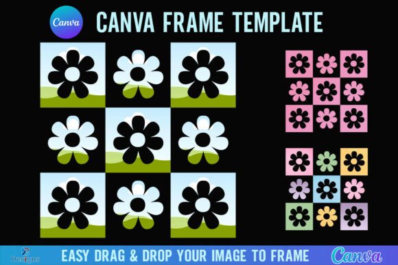 Daisy Checkered Floral Canva Frame