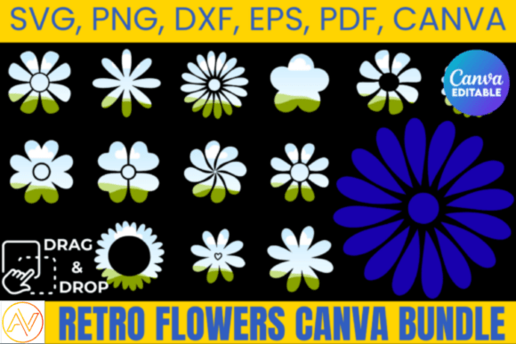 Retro Floral Clipart Bundle
