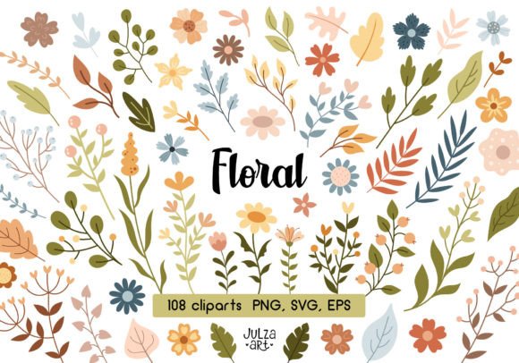 Boho Floral Clip Art Set