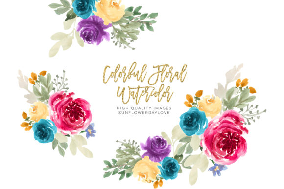 Colorful Floral Watercolor Clipart