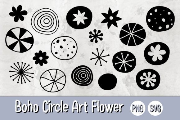 Boho Floral Circle Art Stamp Set