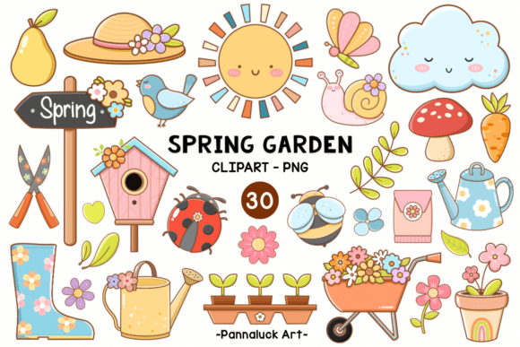 Charming Spring Garden Clipart Set
