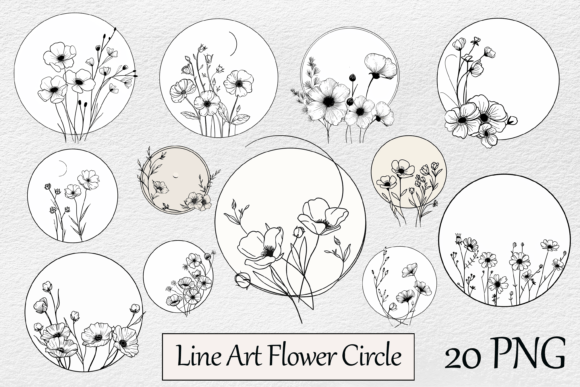 Elegant Line Art Floral Design