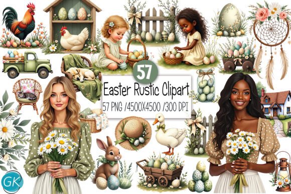 Charming Rustic Easter Clipart Collection