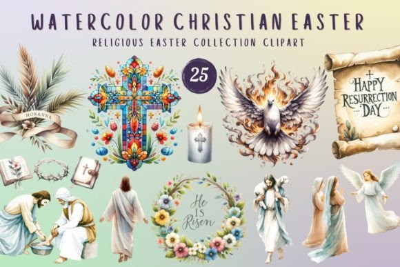 Spiritual Easter Watercolor Clipart Collection