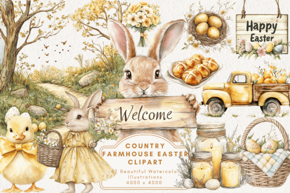 Charming Farmhouse Easter Graphics Set