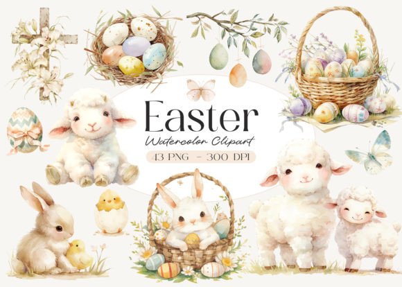 Charming Watercolor Easter Clipart Collection