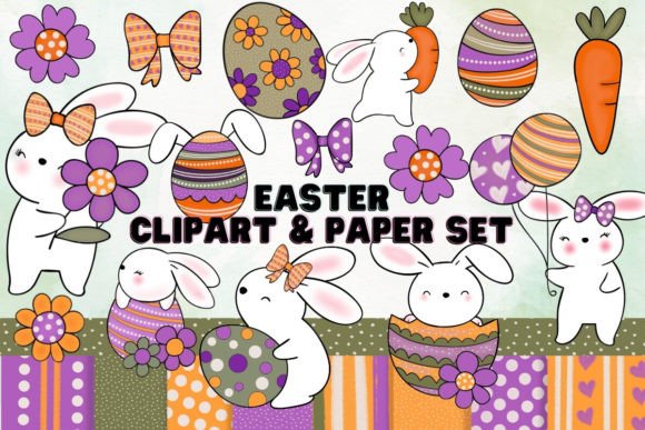High-Resolution Retro Easter Clipart Set