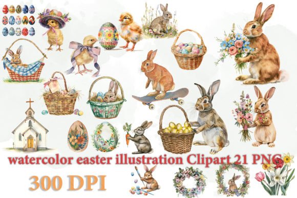 Easter Watercolor Art Collection