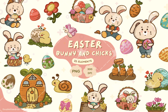 Charming Easter Bunny Clipart Set