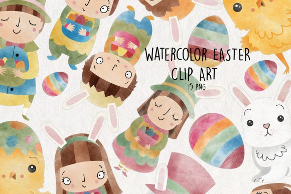 Easter Watercolor Clipart Set